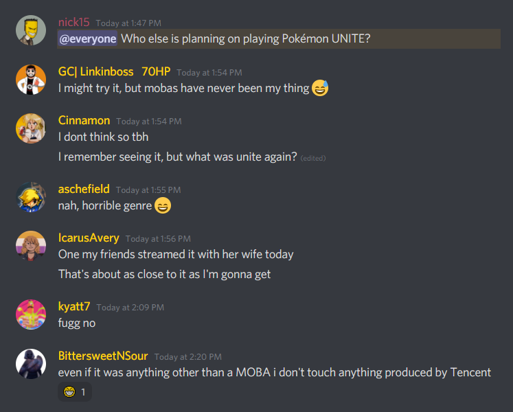 PA! Discord folk throwing shade at Pokémon UNITE