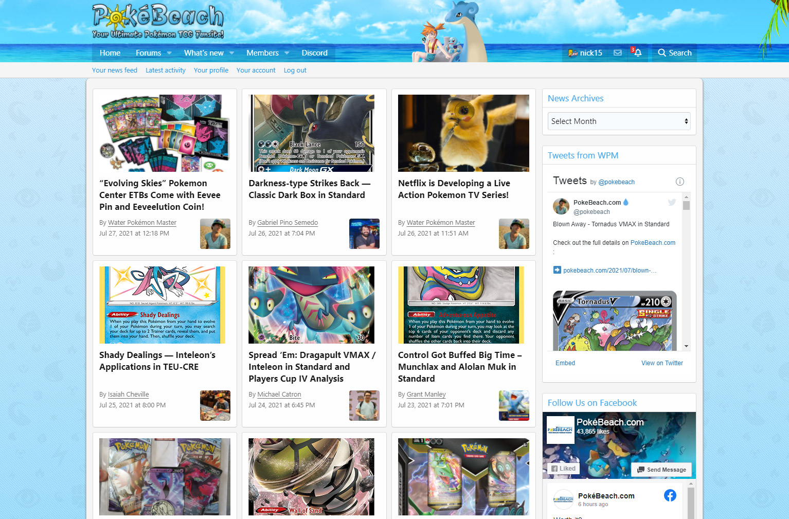 Screenshot of PokeBeach.com